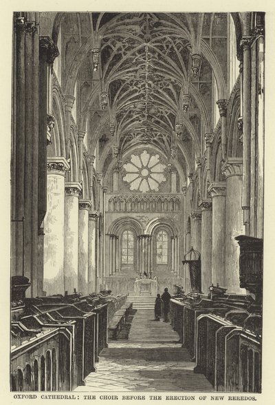 Catedral de Oxford, el coro antes de la erección del nuevo retablo de English School