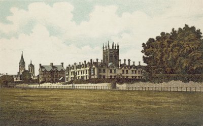Oxford: Merton College desde los campos (litografía en color) de English School