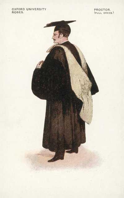 Túnicas de la Universidad de Oxford: Proctor, Vestido completo (litografía en color) de English School
