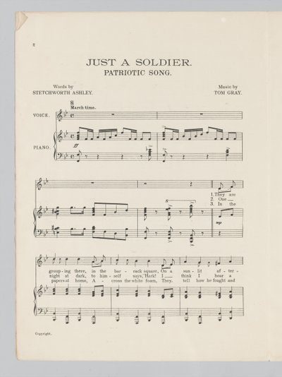 Página 2 de una partitura musical para la canción Just a Soldier de English School