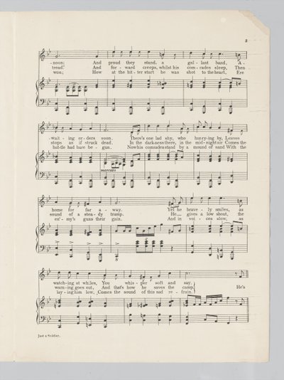 Página 3 de una partitura musical para la canción Just a Soldier de English School