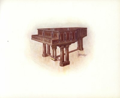 Página del Catálogo de Arte de Steinway & Sons (litografía a color) de English School