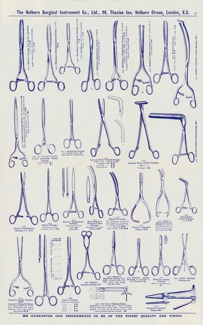 Página del catálogo de instrumentos quirúrgicos, c.1900 de English School