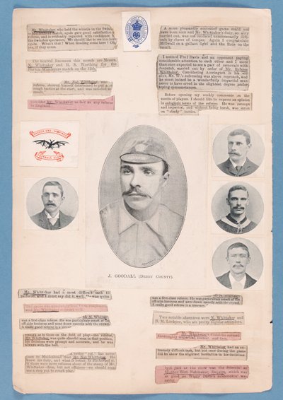 Página de un álbum de recortes compilado por Nat Whittaker durante la temporada 1895-96 de English School