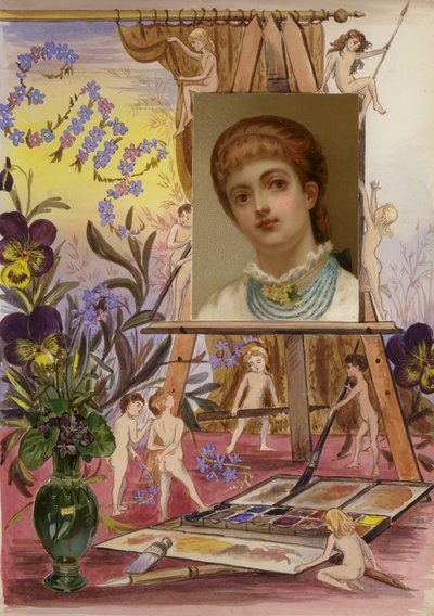 Página de álbum de recortes de la época victoriana tardía de English School