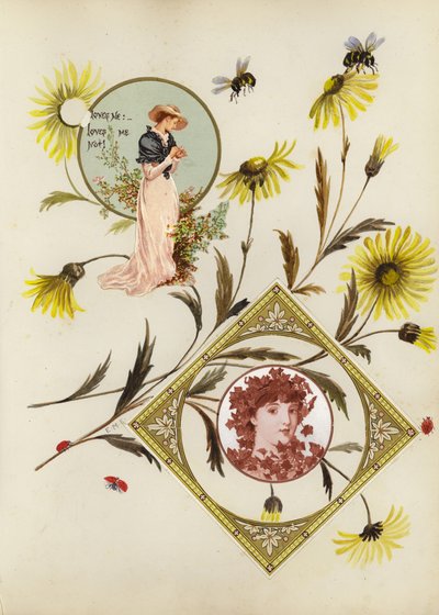 Página de álbum de recortes de la época victoriana tardía de English School