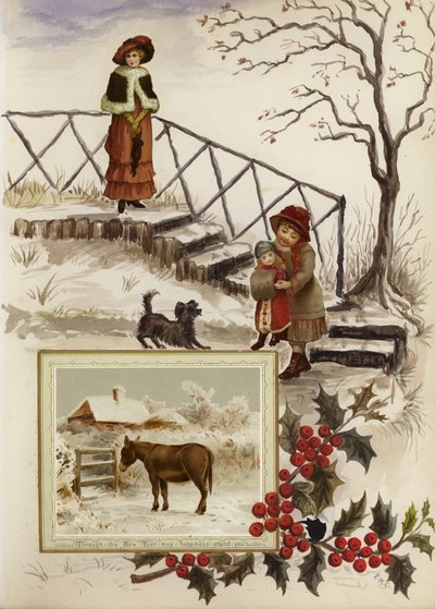 Página de álbum de recortes de la época victoriana tardía de English School