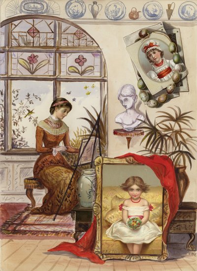 Página de álbum de recortes de la época victoriana tardía de English School