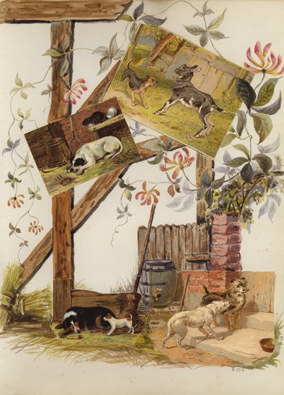 Página de álbum de recortes de la época victoriana tardía de English School