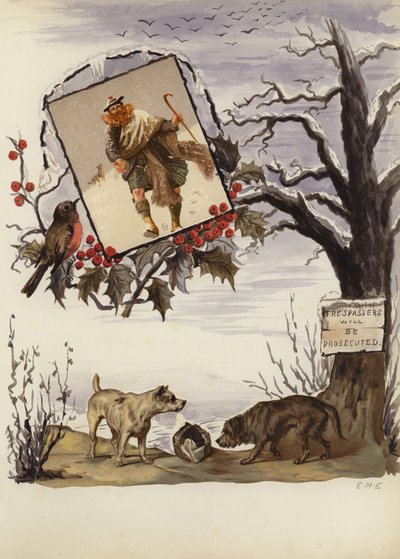 Página de álbum de recortes de la época victoriana tardía de English School