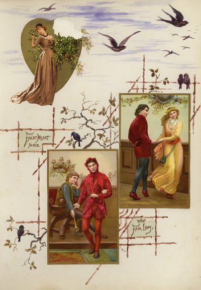 Página de álbum de recortes de la época victoriana tardía de English School