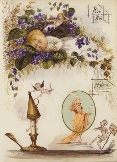 Página de álbum de recortes de la época victoriana tardía de English School