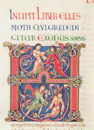 Página de la Biblia de Winchester, c.1150-80 (vitela) de English School
