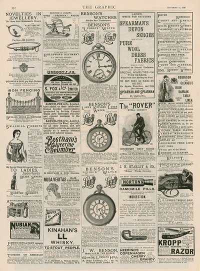 Página de publicidad de The Graphic, 22 de septiembre de 1888 de English School