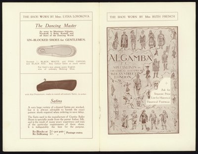Páginas del catálogo del famoso zapato de ballet de punta de Milán de Gamba de English School