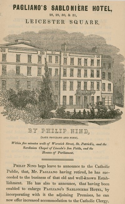 Hotel Sabloniere de Pagliano, Leicester Square, Londres de English School