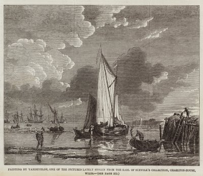 Pintura de Vandevelde, una de las imágenes recientemente robadas de la colección del Conde de Suffolk, Charlton-House, Wilts de English School