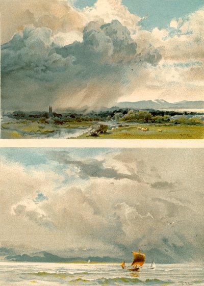 Pintar cielos (litografía en color) de English School