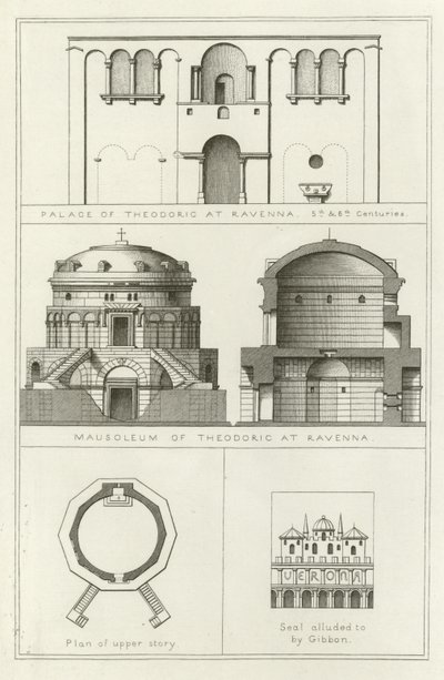 Palacio y mausoleo de Teodorico en Rávena, Italia, siglos V y VI de English School