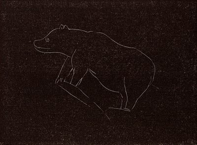 Grabado paleolítico de un oso de las cavernas (litografía) de English School