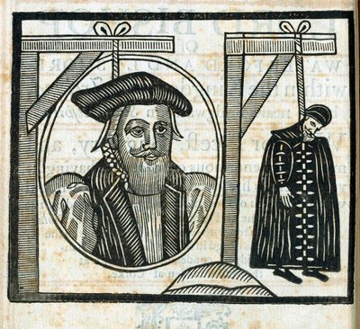 Folleto anunciando la ejecución de John Atherton y su amante John Childe por sodomía de English School