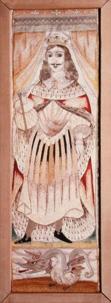 Panel bordado con un retrato de Carlos II (1630-85) de English School