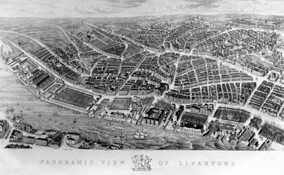 Vista panorámica de Liverpool, después de una acuarela de Ackerman, 1847 de English School