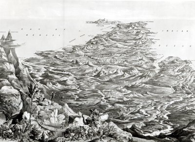 Vista Panorámica de la India desde las Montañas del Himalaya, diseñada por T. Packer, 1857 de English School