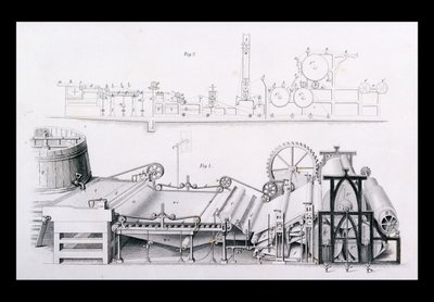 Máquina de fabricación de papel de Cyclopaedia of Useful Arts & Manufactures, editado por Charles Tomlinson, c.1880s de English School