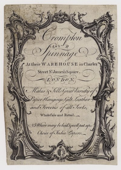 Estampadores de papel, Crompton y Spinnage, tarjeta comercial de English School