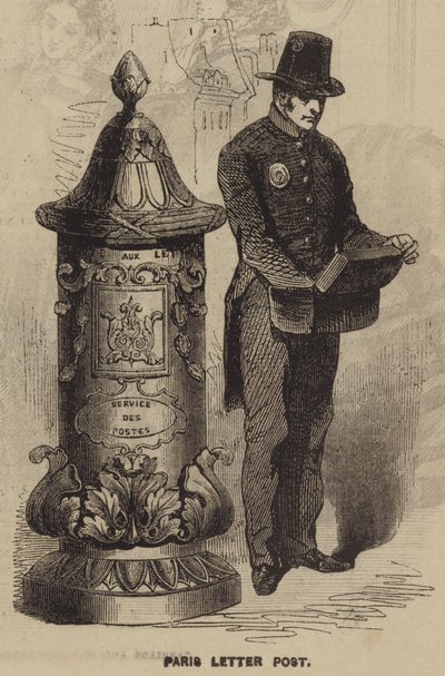 Correo de cartas de París (grabado) de English School