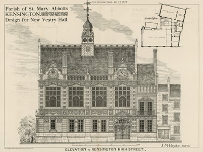 Parroquia de St Mary Abbotts, Kensington, diseño para el Nuevo Vestry Hall de English School
