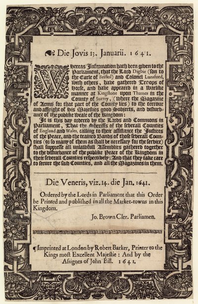 Orden Parlamentaria, 14 de enero de 1641 de English School