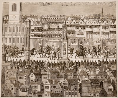 Parte de la procesión de coronación de Eduardo VI, 1547 (después de una acuarela del siglo XVI) de English School