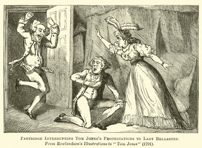 Partridge interrumpiendo las protestas de Tom Jones a Lady Bellaston de English School