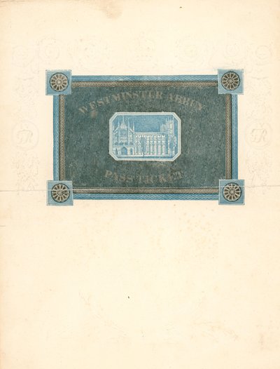 Pase para la Abadía de Westminster para la Coronación del Rey Jorge IV, 17 de julio de 1821 de English School