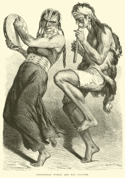 Mujer y hombre patagónicos bailando de English School