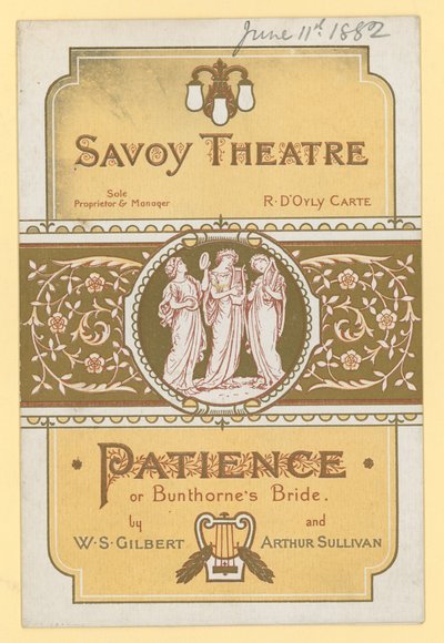 Paciencia; o la Novia de Bunthorne por W S Gilbert y Arthur Sullivan de English School