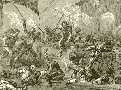 Paul Jones abordando el Serapis de English School
