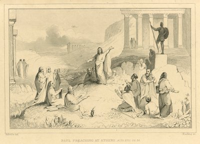Pablo predicando en Atenas, Hechos XVII, 22, 34 de English School