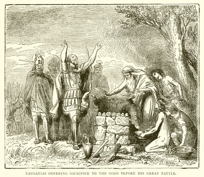 Pausanias ofreciendo sacrificio a los dioses antes de su gran batalla de English School