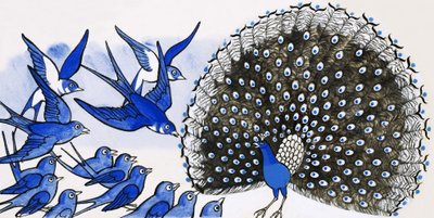 Pavo real y otros pájaros de English School