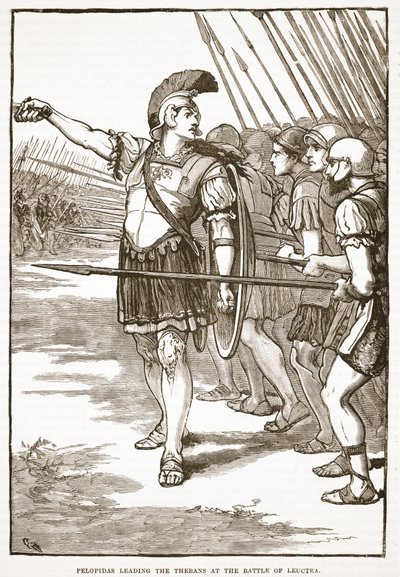 Pelópidas liderando a los tebanos en la batalla de Leuctra de English School