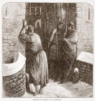 Penitencia de Enrique IV de Alemania, ilustración de La Historia del Protestantismo por James Aitken Wylie (1808-1890), pub. 1878 de English School