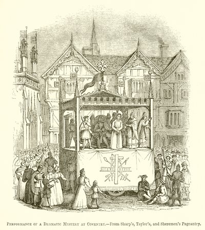 Representación de un misterio dramático en Coventry de English School