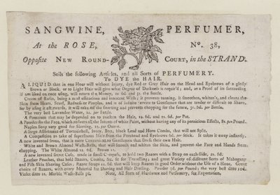 Perfumistas, Sangwine, tarjeta comercial de English School
