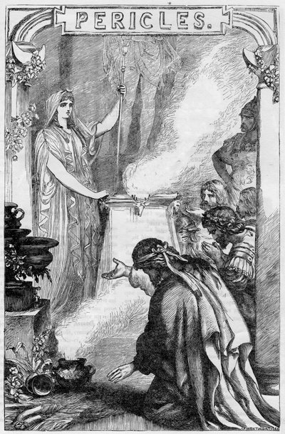 Pericles, Príncipe de Tiro - Ilustración en “Obras completas de William Shakespeare” 1866 - Las ilustraciones y la forma general de esta edición son tomadas del Shakespeare ilustrado de Cassell, publicado en Londres de English School