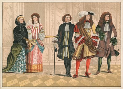 Personas de distinción, posiblemente alemanas, c 1680 (cromolitografía) de English School