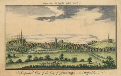 Vista en perspectiva de la ciudad de Lichfield, c.1795-98 de English School
