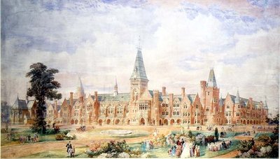 Diseño en perspectiva para una escuela o universidad, c.1865 de English School